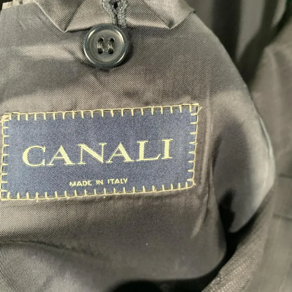 Canali Suit Jacket Mens 56R Gray Pinstripe Wool Super 120s Made Italy Saks Fifth
